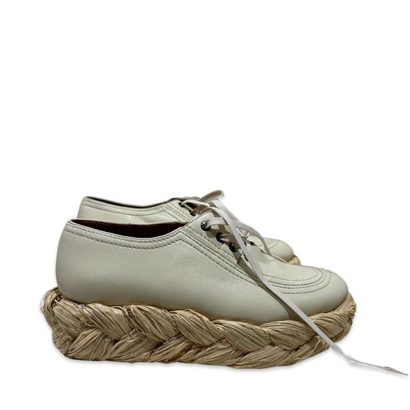 Iconic Clergerie Size 40 Chic Leather Lace-Up Espadrille Flats with braided base - Picture 5 of 9